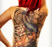 美人鱼满背纹身图片超级精美逼真