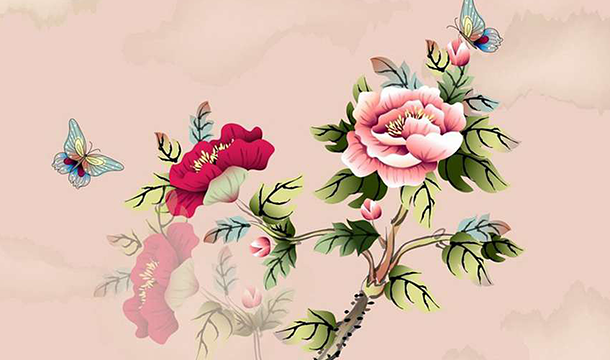 中国美丽花卉水墨画图片壁纸
